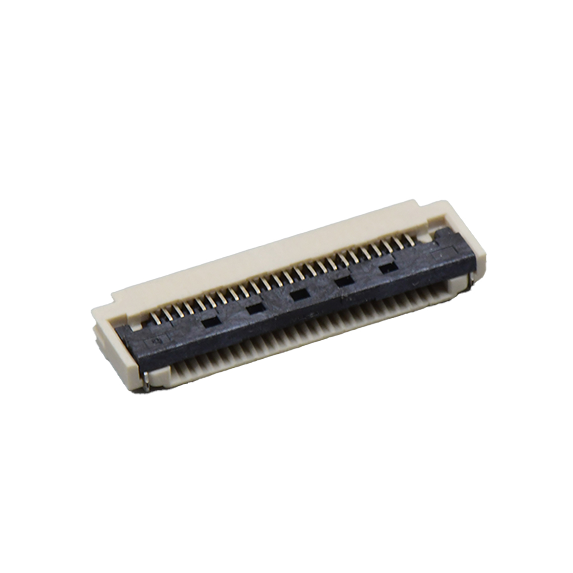 Pitch 0.50mm 90°H2.00mm 前掀盖下接触带蝴蝶扣卧贴 FPC
 24pin 本色 镀半金1U",镍